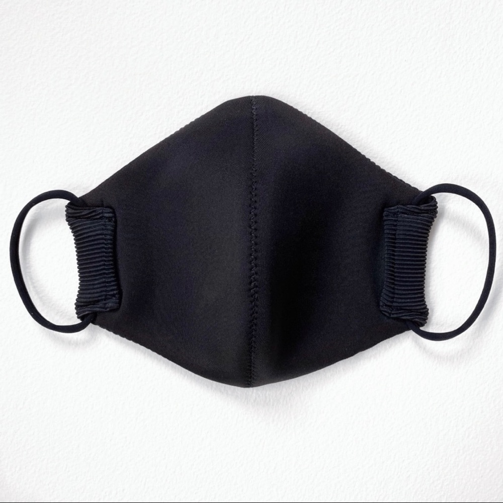 😷 Black Ribbed Double Layered Face Mask - Picture 2 of 2